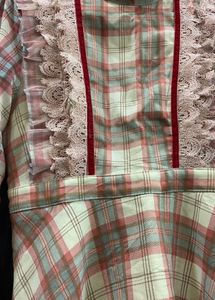 Chic Plaid Dress with Lace Trim