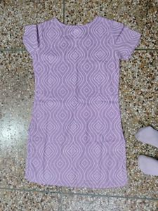 Lavender Printed Kurti Top