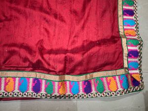 Stunning Red Silk Saree with Colorful Border
