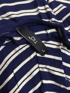 Navy Blue Striped Wide-Leg Jumpsuit (Size L)RIO
