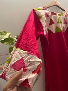 Vibrant Pink Kurta with Geometric Print