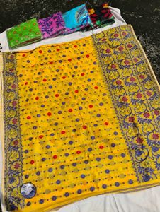 Vibrant Yellow Handloom Saree