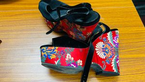 Boho Wedge Heels with Floral Design