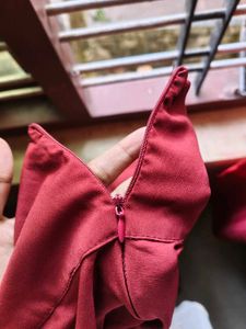 Elegant Red Maxi Skirt with Bow