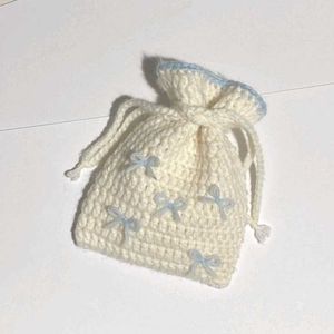 Cute Crocheted Drawstring Pouch Bag