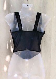 Black Lace Trim Corset Top