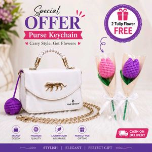 💜 Handmade Crochet Keychain + free tulip flower �