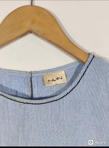 Pure Cotton Sky Blue Striped Top