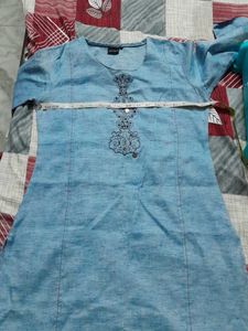 Light Blue Embroidered Kurta