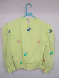 Yellow Embroidered Long Sleeve Top