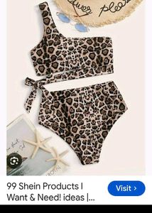 Shein  One-Shoulder Leopard Print Bikini To