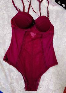Burgundy paded Lace Bodysuit