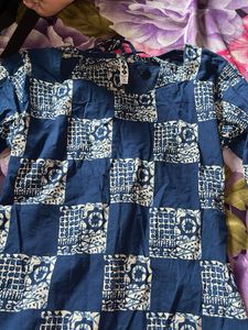 Boho Blue &amp; White Block Print Kurta