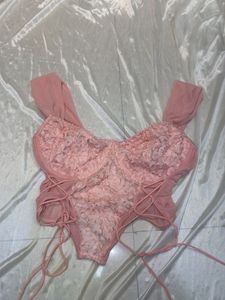Pink Lace Corset Top