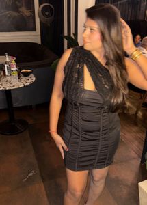 Stylish Black Ruched Mini Dress