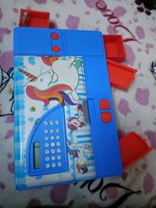 Kids Unicorn Big Pencil Box With Calculator