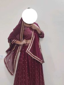 Maroon Sequined Lehenga Choli Set