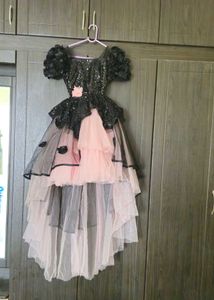 Black & Pink Sequin Gown