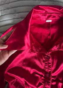 Satin Button-Up Shirt