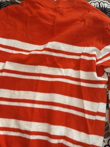Orange &amp; White Striped Sweater