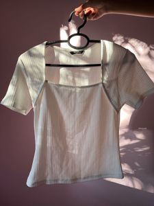 Ribbed Square Neck Top