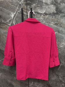 Chic Ruched V-Neck Pink Top