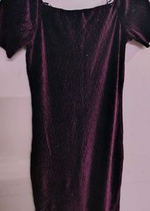 Velvet purple off shoulder dress