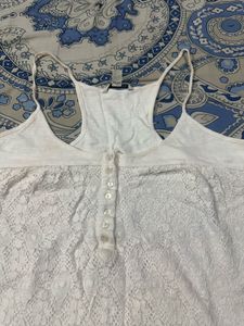 White Lace Overlay Tank Top