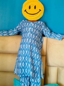 Blue Ikat Print Kurta