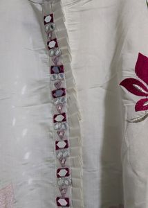Price Drop Alert Pearl white Full Sleevs Kurti Set