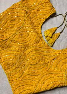 beautiful Yellow Thread & Sequins Blouse