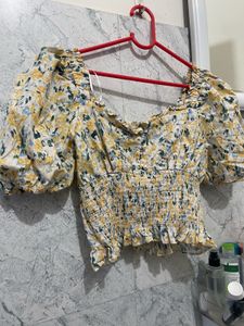 Floral Smocked Cropped Top
