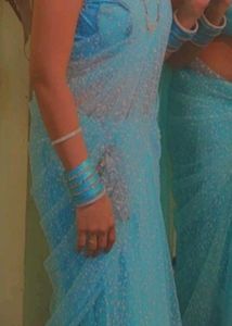 Beautiful Sky Blue Embellished Saree