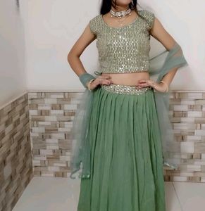 Sparkling Mirror Work Lehenga Choli Set