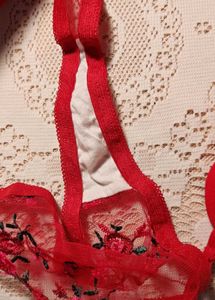Stunning Red Floral Lace Thong