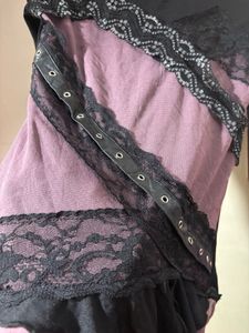 Gothic Lace Trimmed Long Sleeve Top