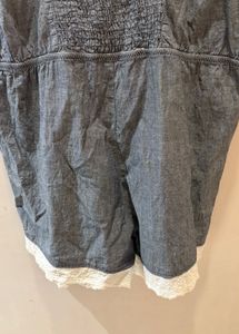 Denim Lace Trim Jumpsuit