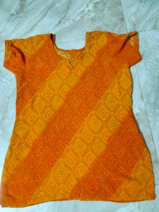 Beautiful Orange Ethnic  short Kurti
