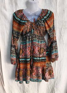 3229.. Bohemian Print Tiered Dress