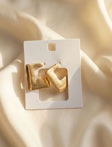 Anti Tarnish Unique Gold Tone Square Hoop Earrings
