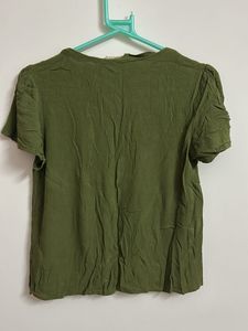 Olive Green Button-Up Top