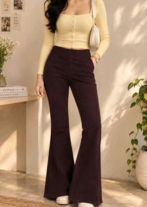 wine maroon Flared Bell Bottom Pants retro