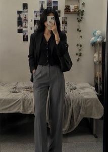 Chic Grey Wide-Leg Trousers