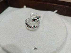 Pure Silver Toe Rings with Gems