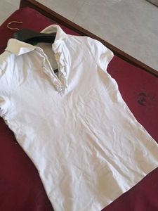 Women's White Strech Polo Tshirt
