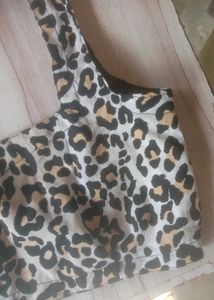 Leopard Print Blouse / Top With Back Tie
