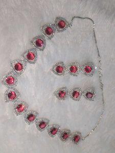 American Diamond Ruby Necklace