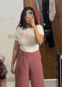 Cute White T-Shirt with Pink Bow Graphic