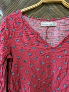 Abercrombie &amp; Fitch Red Floral Top