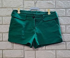 Emerald Green Tailored Paperbag Shorts
